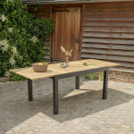 Table de jardin extensible en aluminium et teck 6 / 10 places
