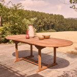Table de jardin en teck huilé extensible ovale 8 / 10 places Table de jardin en teck huilé extensible ovale 8 / 10 places