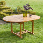 Table de jardin en teck huilé massif extensible ovale 6 / 8 places Table de jardin en teck huilé massif extensible ovale 6 / 8 places