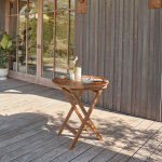 Table de jardin en teck huil� massif ronde 4 places