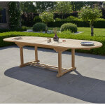 Table de jardin en teck massif extensible ovale 10 / 12 places
