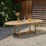 Table de jardin en teck massif extensible ovale 8 / 10 places