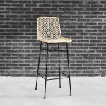 Tabouret de bar en rotin et mtal