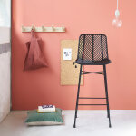 Tabouret de bar en rotin et mtal noir