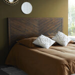T�te de lit en bois massif finition noyer