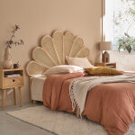 T�te de lit en rotin et cannage