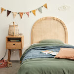 T�te de lit en rotin et cannage