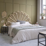 T�te de lit en rotin naturel
