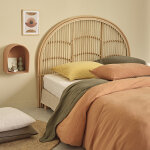 T�te de lit en rotin naturel 140 cm