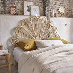 T�te de lit en rotin naturel
