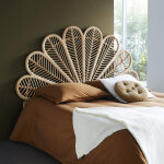 T�te de lit en rotin naturel