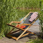 Transat en bois de acacia et textil�ne