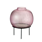 Vase sur pieds en mtal et verre