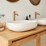 Vasque en bton beige ovale 50 cm