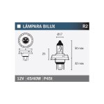 Ampoule vicma r2 p45t bilux 12v 45 / 40w
