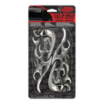 Autocollant lethal threat 3d skull argent gauche + droit