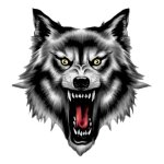 Autocollant lethal threat wolf head 60x80 mm