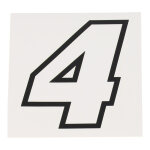 Autocollant num�ro 4 blanc contour noir