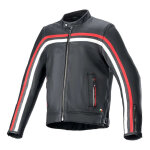 Blouson cuir alpinestars dyno black / ruby / red / ecru - l