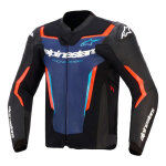 Blouson cuir alpinestars gp force v2 black / blue / red fluo - 46
