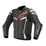 Blouson cuir alpinestars gp pro v2 noir / blanc / rouge fluo (compatible t