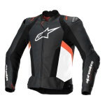 Blouson cuir alpinestars missile v3 airflow black / white / red fluo - 62
