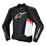 Blouson cuir alpinestars missile v3 black / white / red fluo - 50