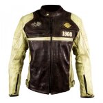 Blouson cuir archive racer brun / blanc - s