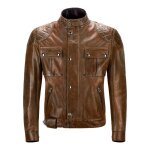 Blouson cuir belstaff brooklands burnt cuero marron - m
