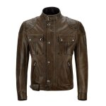 Blouson cuir belstaff brooklands marron - s