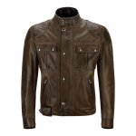 Blouson cuir belstaff brooklands noir marron - m