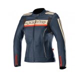 Blouson cuir femme alpinestars stella dyno v2 bleu / stone / rouge - 40