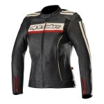 Blouson cuir femme alpinestars stella dyno v2 noir / stone / rouge - 38