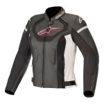 Blouson cuir femme alpinestars stelle jaws v3 noir / blanc / fuschia - 38