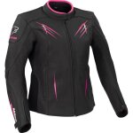 Blouson cuir femme bering lady brutalia noir / blanc / fuschia - t0