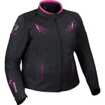 Blouson cuir femme bering lady brutalia queen size noir / blanc / fuschia -