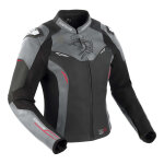 Blouson cuir femme bering lady snap noir / gris / rouge - t0