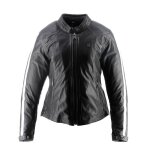 Blouson cuir femme helstons victoria noir / blanc - s