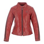 Blouson cuir femme helstons victoria rouge / blanc - s
