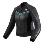 Blouson cuir femme rev it median ladies noir / turquoise - 38