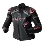 Blouson cuir femme rst s1 d3o woman noir / rose - xs