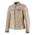 Blouson cuir helstons club man beige / orange / bleu ciel - s
