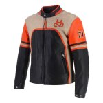 Blouson cuir helstons indianapolis air noir / beige / orange - s