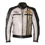 Blouson cuir helstons indy noir / blanc / jaune - s Blouson cuir helstons indy noir / blanc / jaune - s