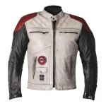 Blouson cuir helstons tracker blanc / noir / rouge - s