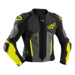 Blouson cuir ixon vendetta evo noir / anthracite / jaune fluo - s