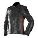 Blouson cuir overlap tina marron / noir - xs