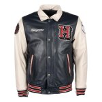 Blouson cuir rag helstons cheyenne bleu / beige - m