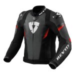 Blouson cuir rev it control black / neon red - 46
