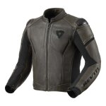 Blouson cuir rev it parallax black / olive - 48